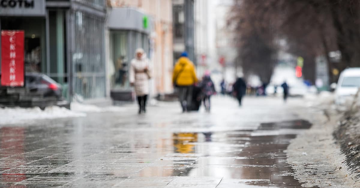 wet winter sidewalk 